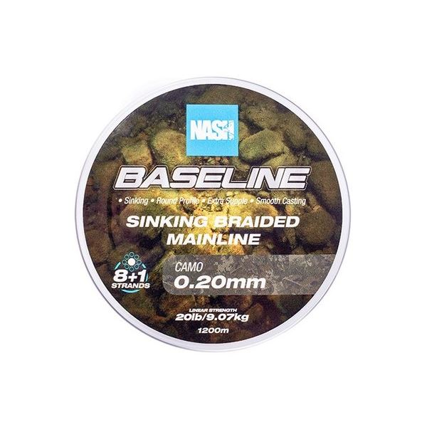 Nash Splétaná Šňůra Baseline Sinking Braid Camo 1200 m