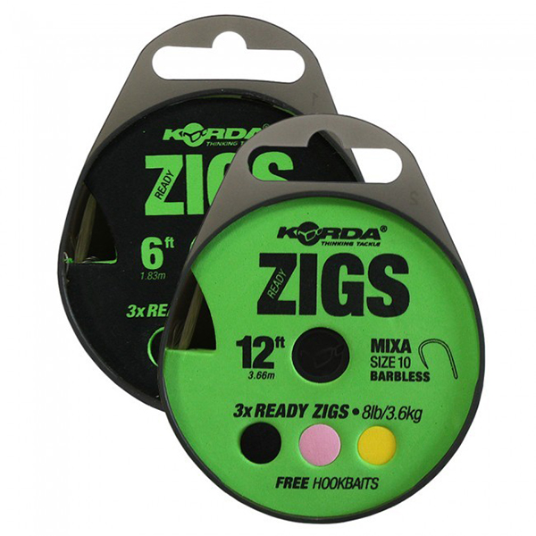 Levně Korda návazec ready tied zig rig bez protihrotu 3 ks - 180 cm