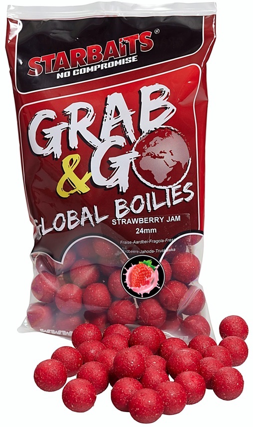 Levně Starbaits boilies g&g global strawberry jam - 800 g 14 mm