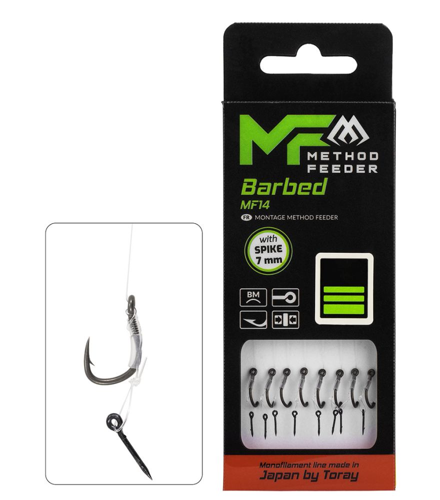Mikado návazec feederový mf14 s gumkou barbed 8 ks 10 cm - 0,20 mm vel. 12