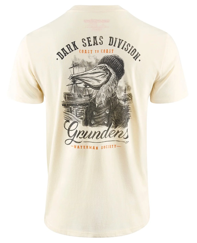 Grundéns tričko dark seas x grundens portsmith ss t-shirt natural - xl