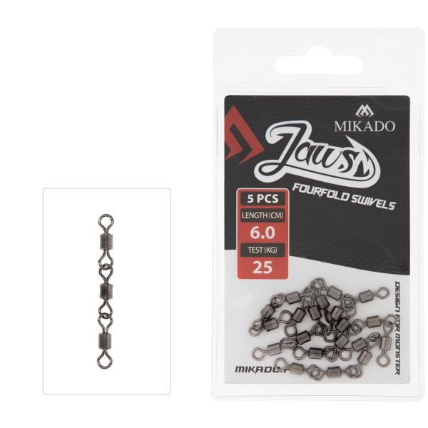 Mikado Obratlík Jaws Fourfold Swivels 5 ks 25 kg