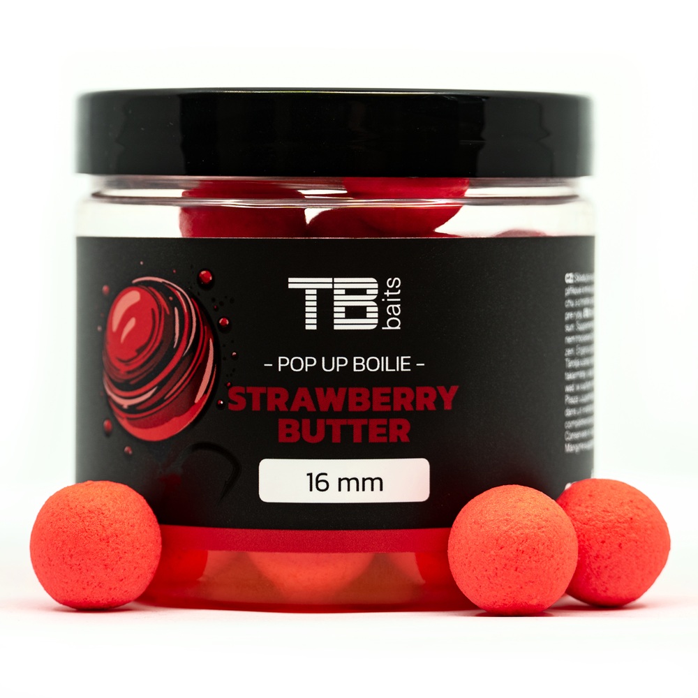 Levně Tb baits plovoucí boilie pop-up strawberry butter + nhdc 65 g-16 mm