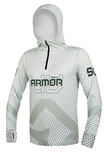 Levně Delphin tričko s kapucí uv armor 50+ olive - l