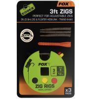 Fox Návazec Zig Rigs 3 FT 0.9 m 3 ks Háček 8 Nosnost 12 lb
