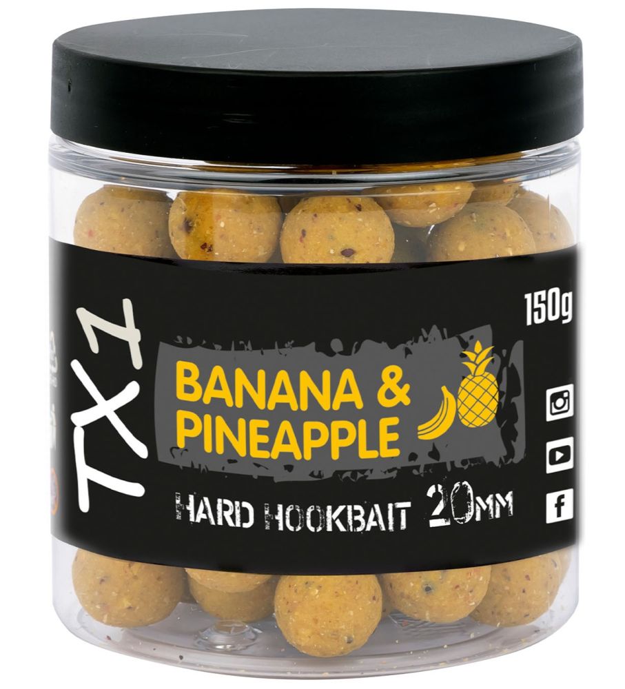 Levně Shimano tvrzené boilies tx1 hard hookbait banana & pineapple 150 g - 20 mm