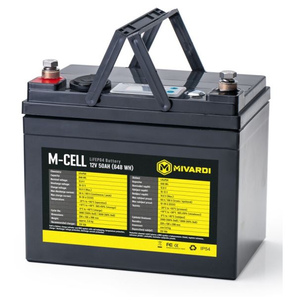 Mivardi Baterie M-Cell LiFePO4 12V 50Ah + 10A Nabíječka