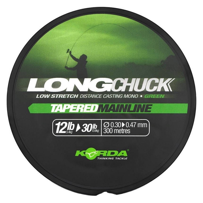 Levně Korda ujímaný vlasec longchuck tapered mainline green - 0,30-0,47 mm 12-30 lb