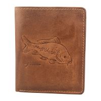 Kožená Pánská Peněženka s Ražbou Kapr Světle Hnědá