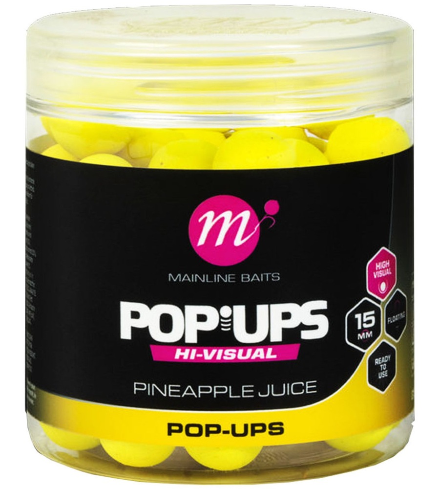 Levně Mainline plovoucí boilie high visual pop-ups pineapple juice 15 mm 50 ks