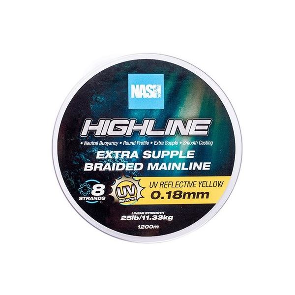 Nash Splétaná Šňůra Highline Extra Supple Braid UV Yellow 1200 m