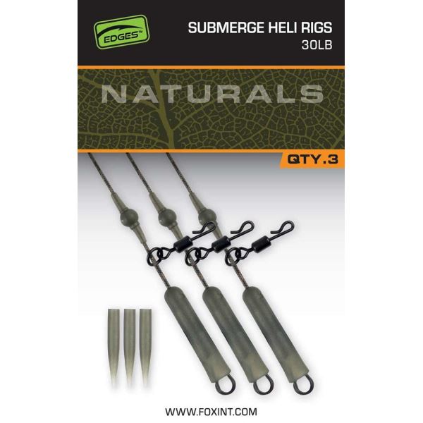 Fox Montáž Naturals Submerged Heli Rigs Leaders 75 cm 3 ks