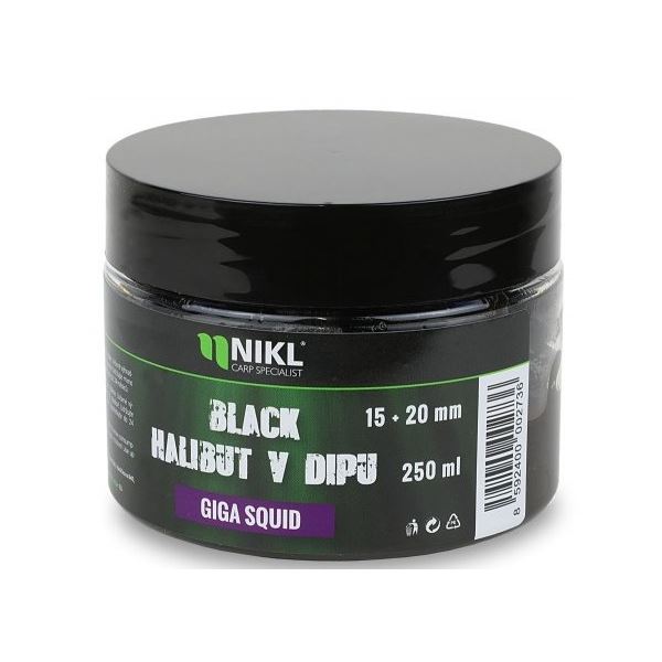 Nikl Pelety V Dipu Black Halibut - 15+20 mm 250 g