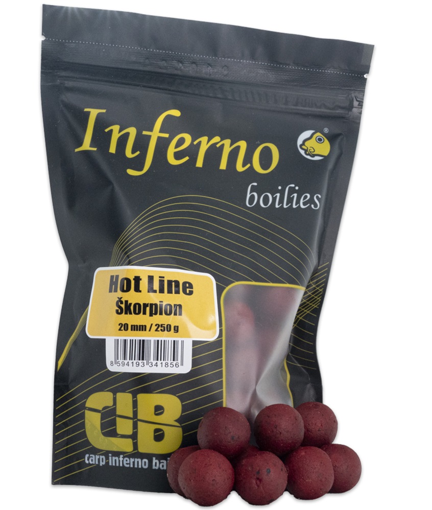 Levně Carp inferno boilies hot line škorpion - 250 g 20 mm