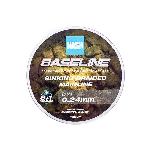 Nash Splétaná Šňůra Baseline Sinking Braid Camo 1200 m