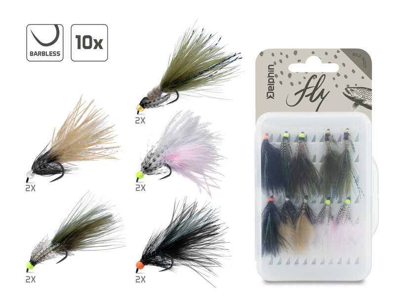 Delphin sada umělých mušek fly wild trout 10 ks