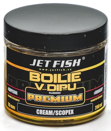 Jet fish boilie v dipu premium clasicc 200 ml 20 mm - cream scopex