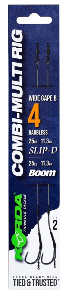 Korda návazec combi multi rig wide gape b 25 lb 2 ks - velikost háčku 4