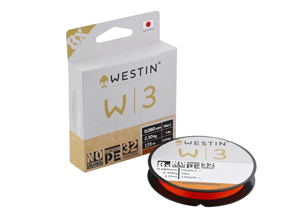 Westin splétaná šňůra w3 8 braid dutch orange 300 m - 0,305 mm 22,1 kg