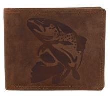 Mercucio Rybářský Dárkový Set Pstruh - Pánská Peněženka a Kožený Opasek Světlý Šitý (1)