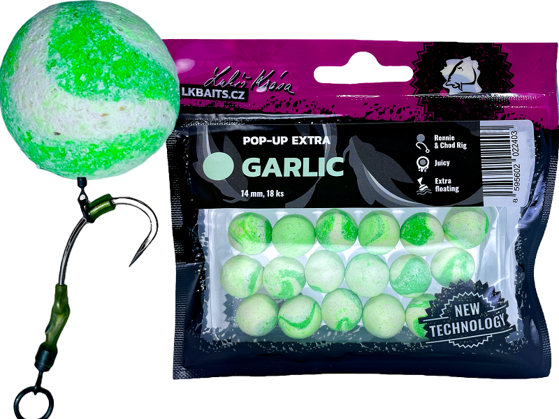 Levně Lk baits plovoucí boilie pop-up extra garlic - 18 mm 14 ks