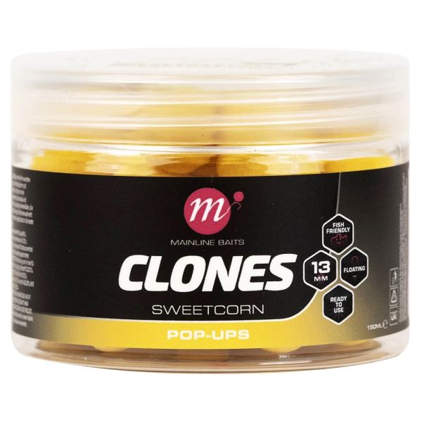 Mainline Plovoucí Boilies Clones Pop Ups 13 mm 150 ml Sweetcorn