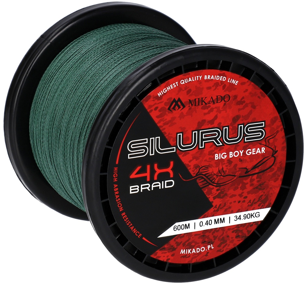 Mikado splétaná šňůra silurus 4x braid zelená 600 m - 0,45 mm 37,4 kg