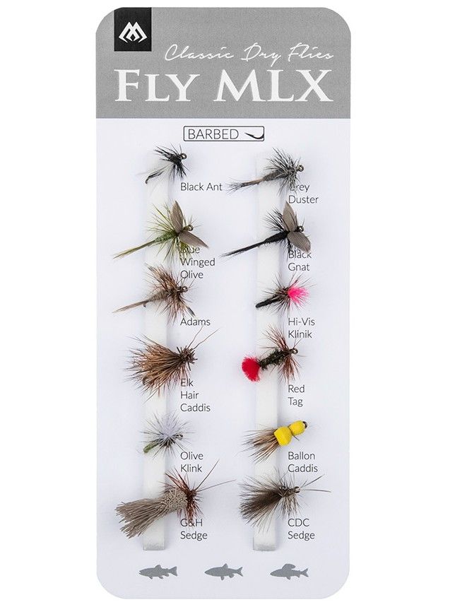 Mikado sada umělých mušek dry flies barbless 12 ks