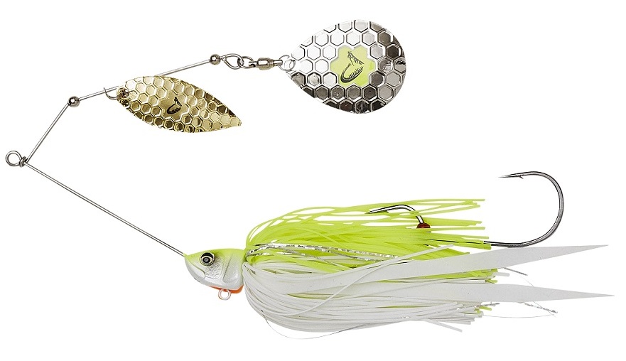 Savage gear třpytka da bush spinnerbait sinking yellow white silver - 18 cm 42 g