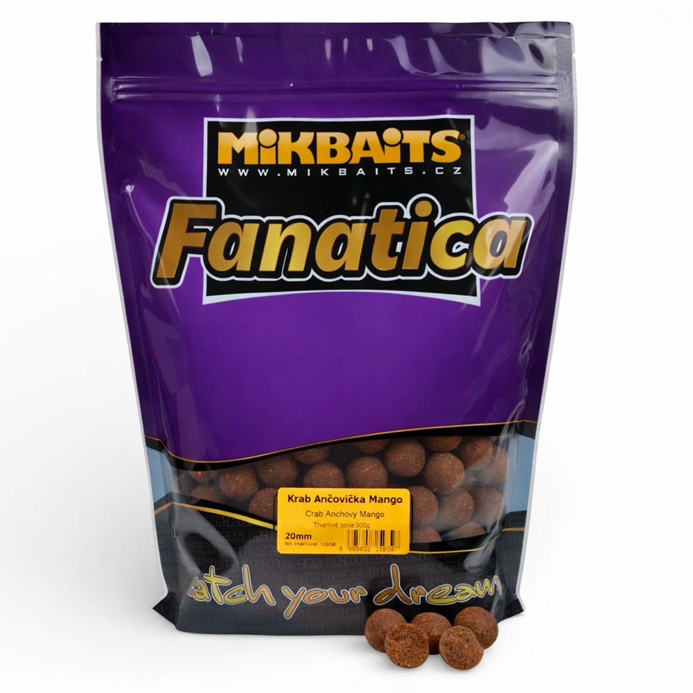 Levně Mikbaits boilie fanatica krab ančovička mango - 900 g 24 mm