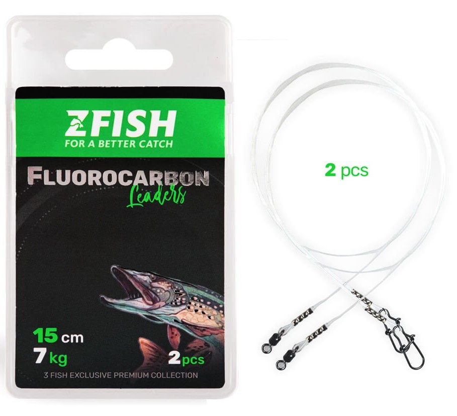 Zfish lanko fluorocarbon leader 2 ks - 15 cm 7 kg