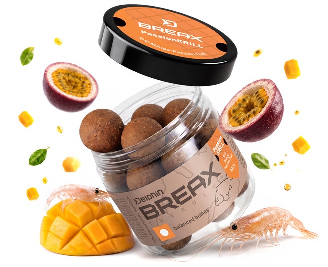 Delphin vyvážené boilies breax passionkrill krill mango 100 g - 16 mm