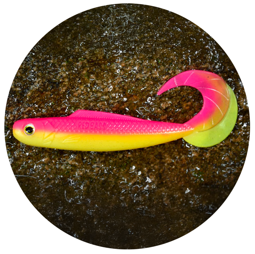 Redbass gumová nástraha twister kixter tutti frutti uv color - l 100 mm