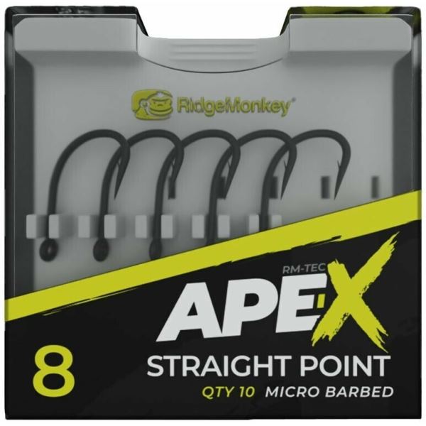 RidgeMonkey Háček Ape-X Straight Point Barbed 10 ks