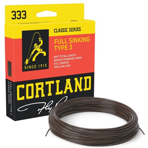 Cortland Muškařská Šňůra 333 Classic Full Sinking Type 3 Brown Fresh Salt 90 ft