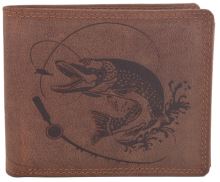 Mercucio Peněženka Světlehnědá Vzor 7 Štika S Udicí