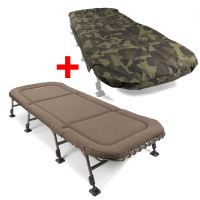 Avid Carp Lehátko Benchmark LevelTech X Bed + Spacák Ascent RS Camo XL