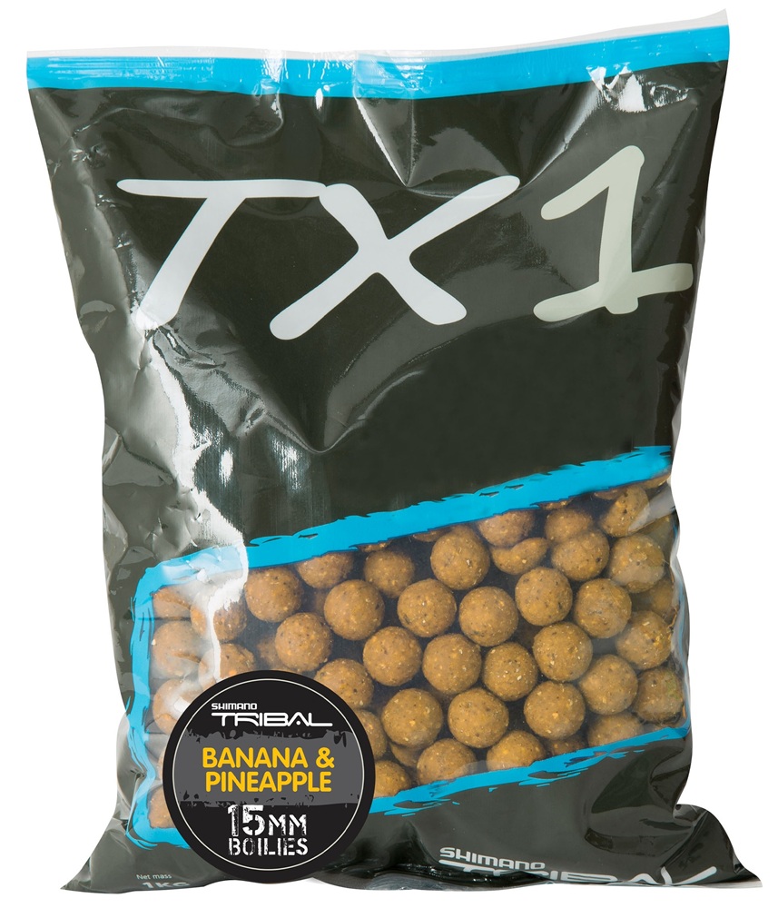 Levně Shimano boilie tx1 banana & pineapple - 1 kg 15 mm