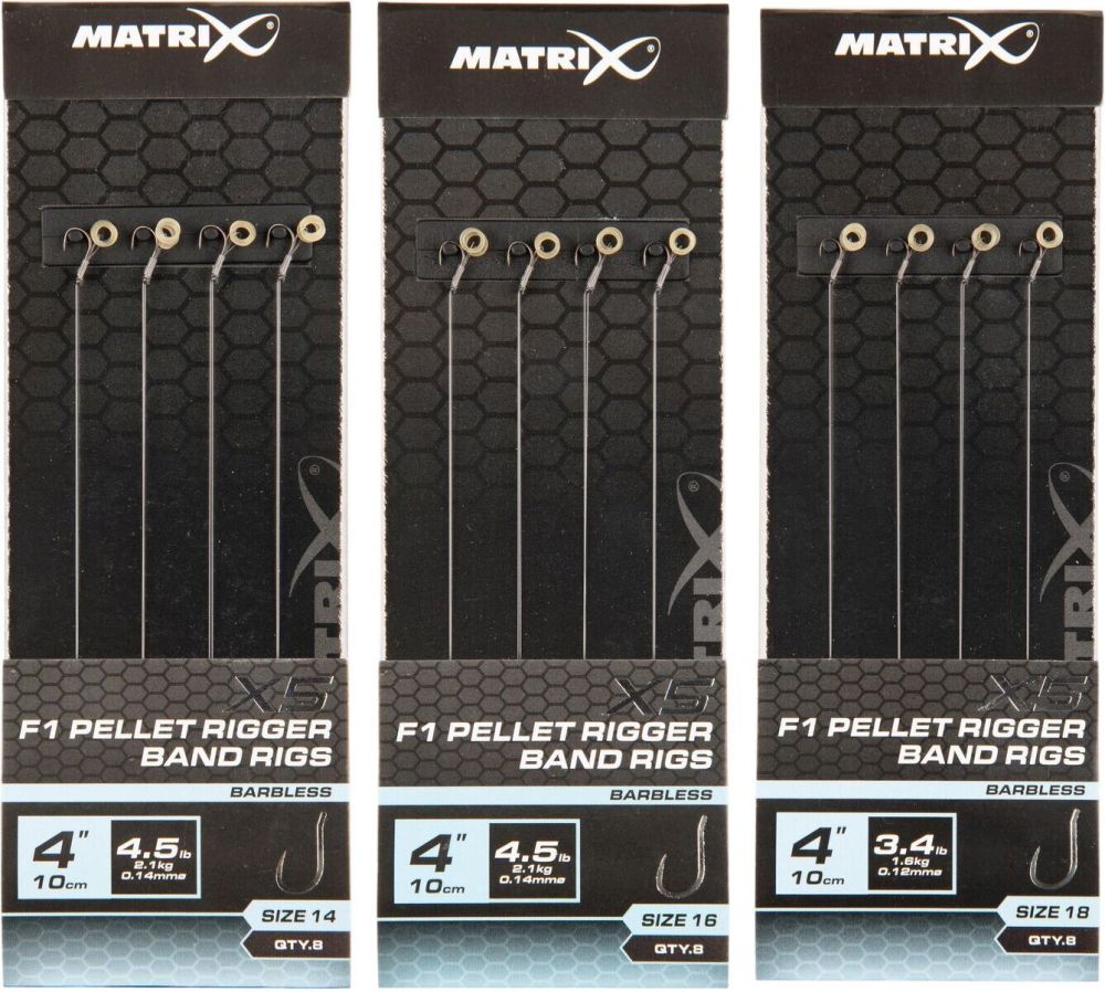 Matrix návazec x5 f1 pellet rigger band rigs 10 cm - velikost háčku 14