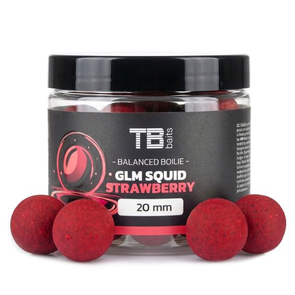TB Baits Vyvážené Boilie Balanced + Atraktor GLM Squid Strawberry 100 g