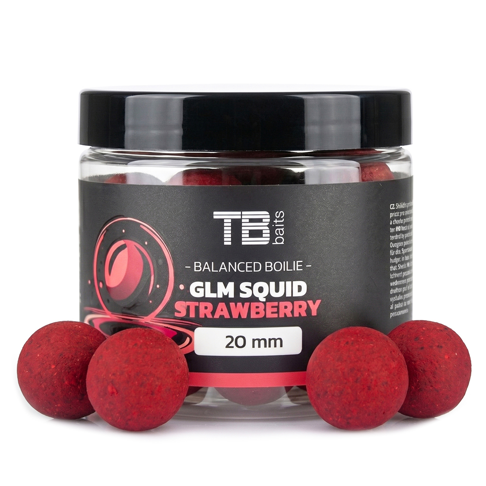 Levně Tb baits vyvážené boilie balanced + atraktor glm squid strawberry 100 g - 20 mm