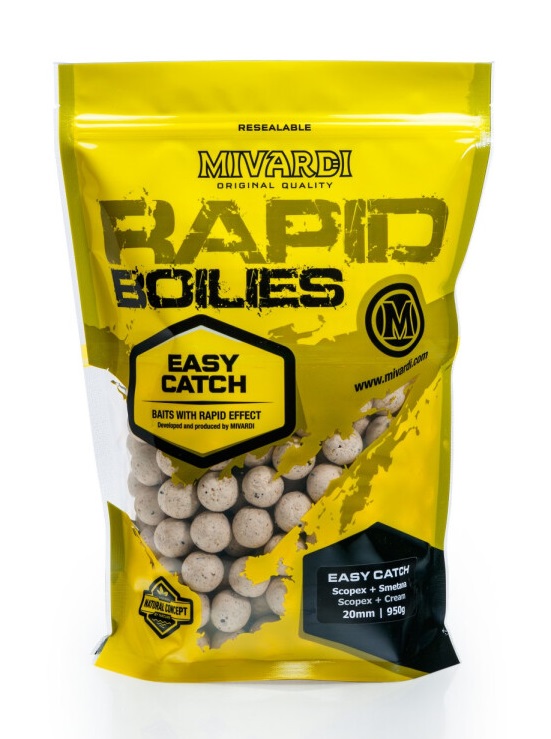 Levně Mivardi boilies rapid easy catch scopex smetana - 3,3 kg 24 mm