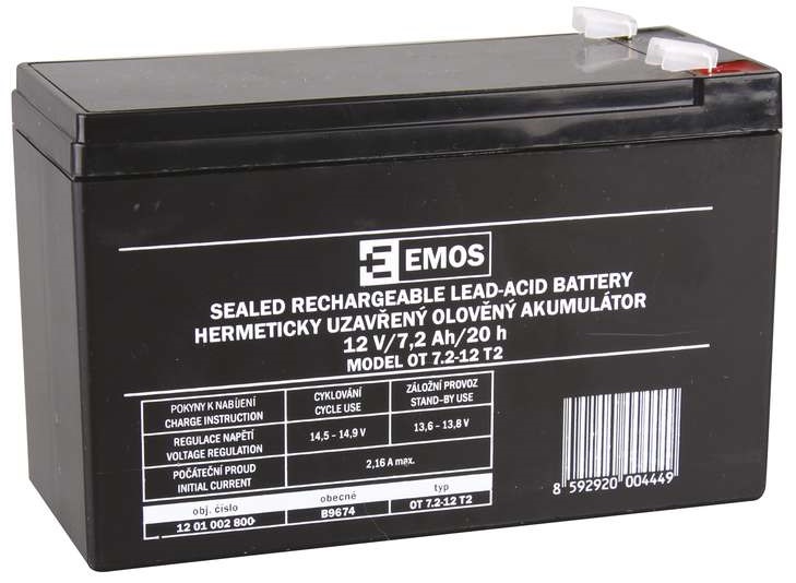Levně Emos bezúdržbová baterie 12 v 7,2 ah faston 6,3 mm