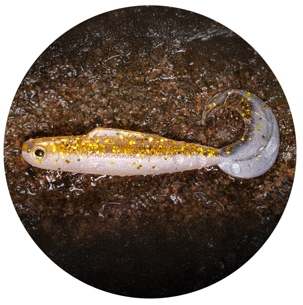 Redbass gumová nástraha twister kixter gold/silver gt - l 100 mm