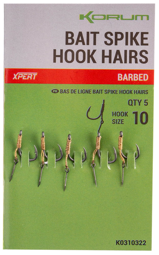 Korum návazec bait spike hook hairs barbed 5 ks - velikost háčku 12