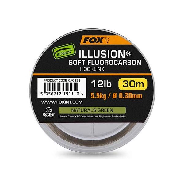 Fox Fluorocarbon Edges Illusion Soft Hooklink Naturals Green 30 m