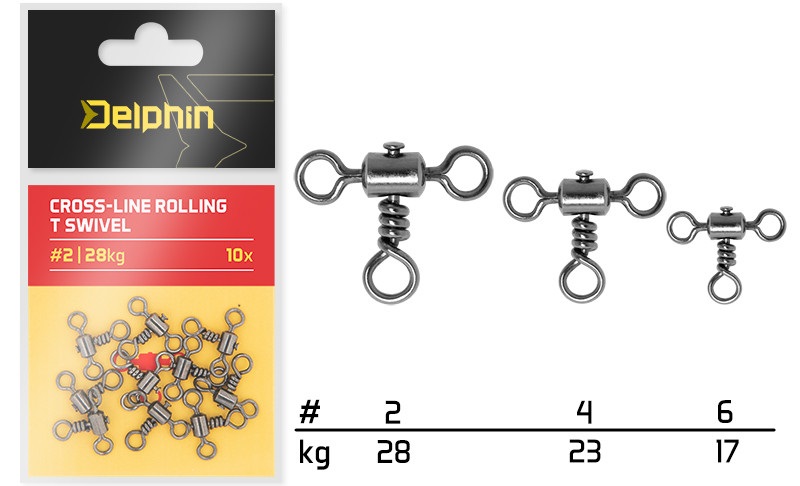 Delphin obratlík cross-line rollin t swivel 10 ks - velikost 6 nosnost 17 kg