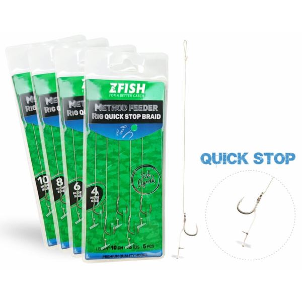 Zfish Návazec Method Feeder Rig Quick Stop Braid 10 cm 5 ks