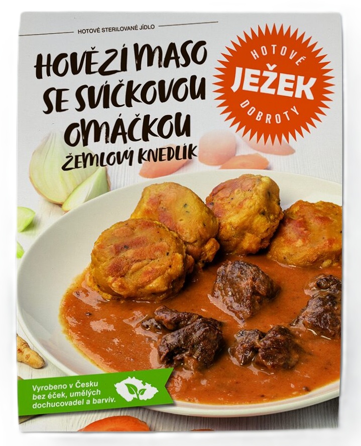 Levně Ježkovy krabičky hovězí maso se svíčkovou omáčkou a žemlový knedlík 450 g