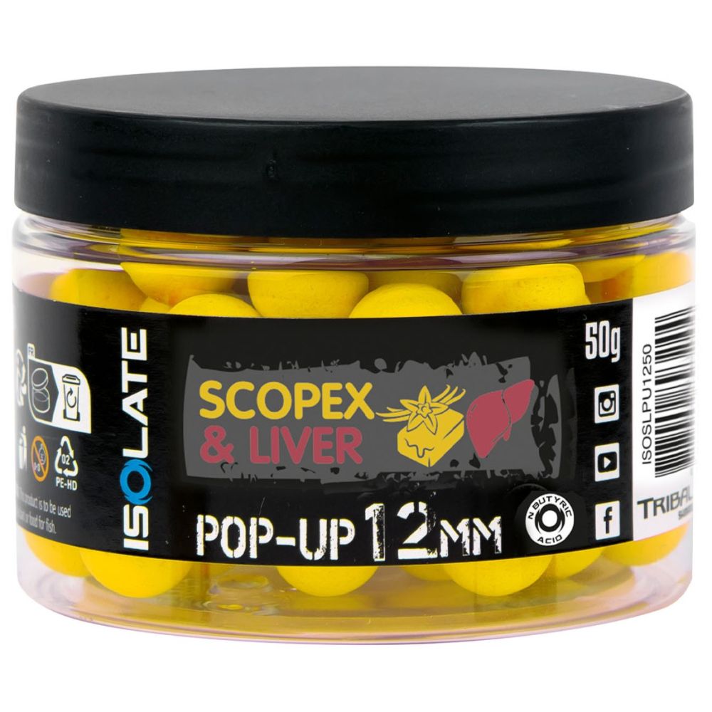 Shimano plovoucí boilie isolate pop-up scopex liver - 12 mm 50 g